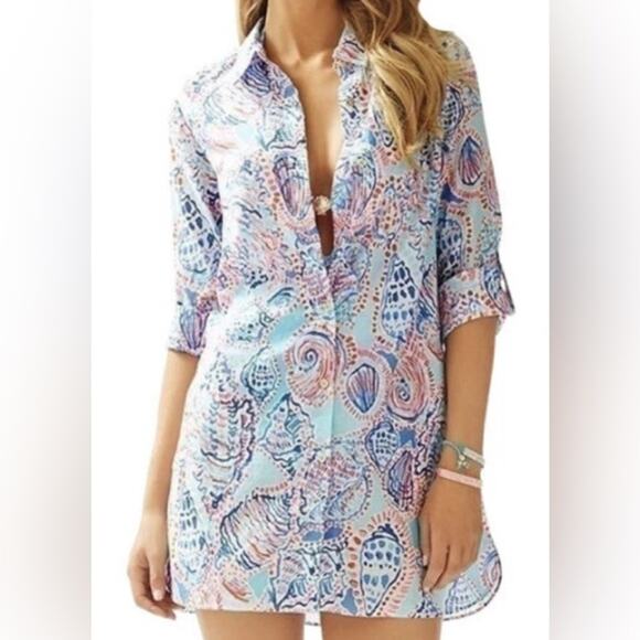Womans Lilly Pulitzer Jupiter Island Tunic SHELL ME ABOUT IT  XXSMALL - Picture 4 of 9